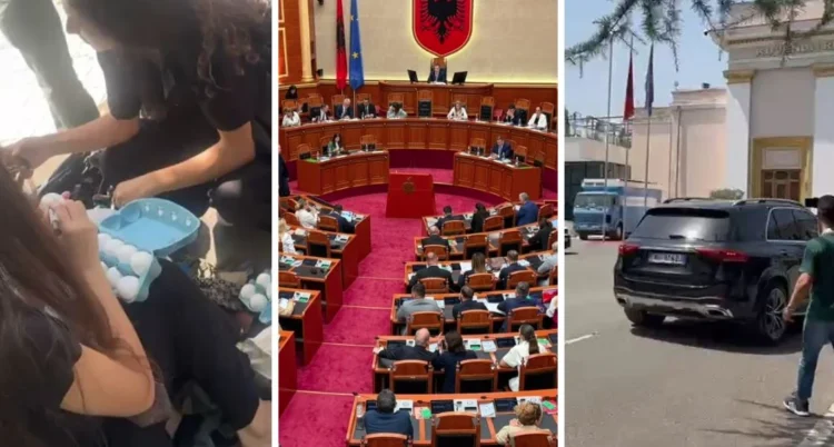 Protesters gather at the Parliament, eggs with the names of MPs and roadblocks, police “fence” in front of the institution, MPs “clash” in the session – Shqip.com