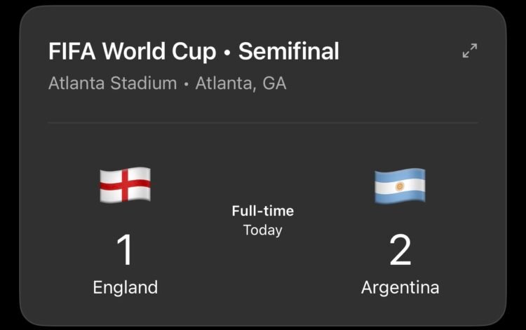 Argentina shocks England 2-1 to advance to the World Cup final against Spain