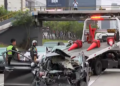 Vía Expresa: Couple is injured after the mistake and crash of their car against the highway guard