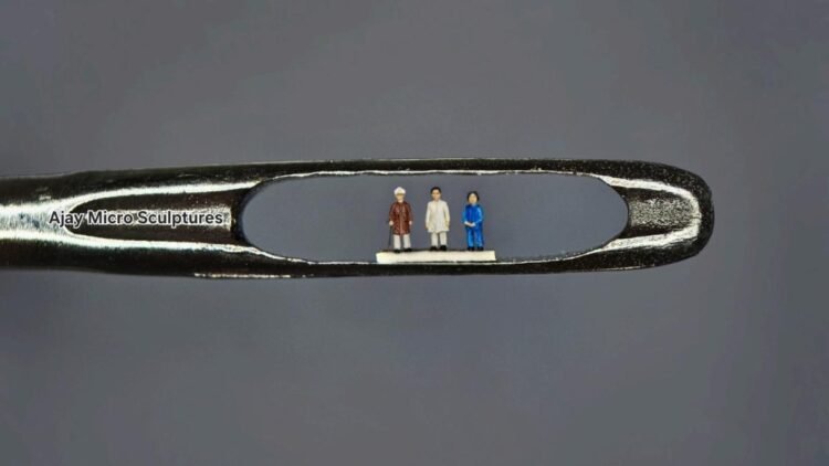 Micro sculptures of India’s legendary scientists carved inside needle eye, set for space travel aboard Vikram-1