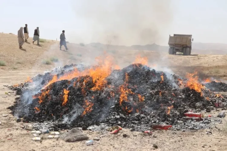 Three tons of low-quality food and non-food items were burnt in Baghlan