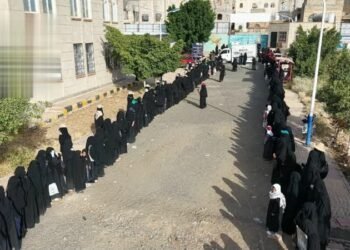 A massive women’s stand in the capital under the slogan “Preparedness and mobilization to lift the aggression and siege”