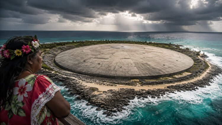 The United States buries more than 100,000 cubic yards of radioactive waste in an unlined crater, covers everything with concrete in the Pacific, and leaves residents of the Marshall Islands concerned about the rising sea.