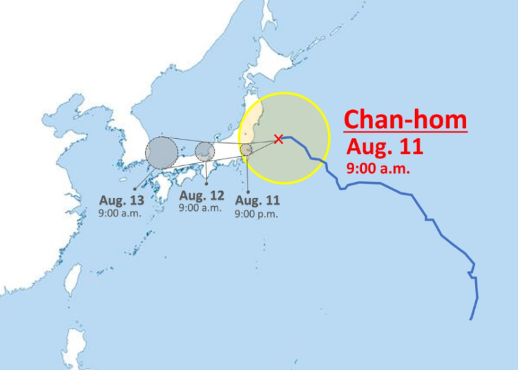 Typhoon Chan-hom approaches Japan’s Kanto region