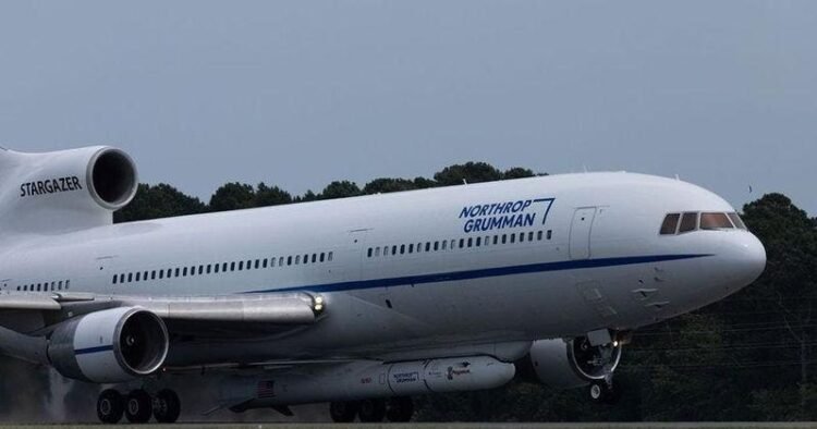 A Northrop Grumman Pegasus XL rocket is affixed to the bottom of the company’s Stargazer, a modified L-1011 aircraft, which took off June 18 at NASA’s Wallops Flight Facility in Virginia. Inside the rocket is Katalyst Space’s LINK robotic servicing spacecraft, which will launch to boost the orbit of NASA’s Neil Gehrels Swift Observatory. Stargazer will fly to Kwajalein Atoll, part of the Republic of the Marshall Islands in the South Pacific Ocean, to launch the mission. | National