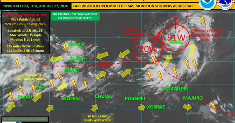 Tropical Depression 20W and Invest 91W pose no threat to Marianas, rest of Western Pacific | News