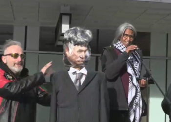 Winston Peters calls for arrests over mock guillotine protest targeting him