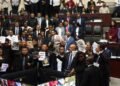 Protest erupts in Parliament as opposition demands Edghill, Indar resign over MV Barima tragedy