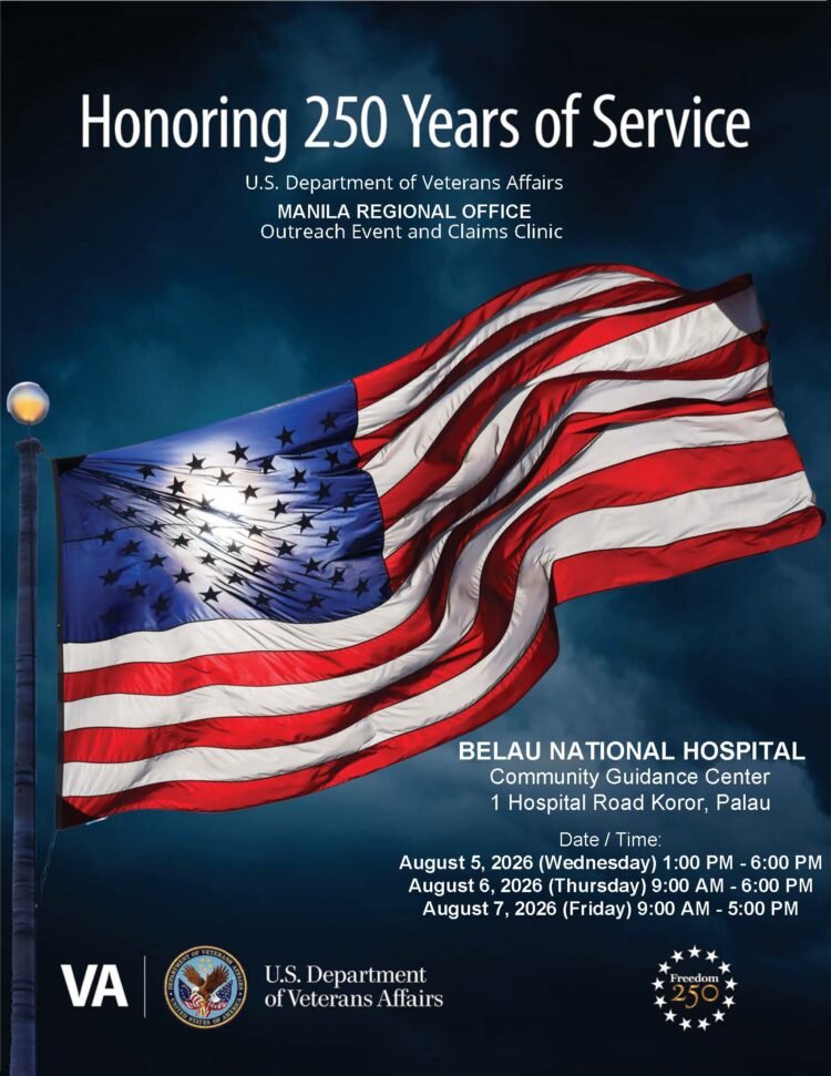 U.S. Veterans in Palau Invited to File VA Benefit Claims During August 5-7 Outreach Clinic