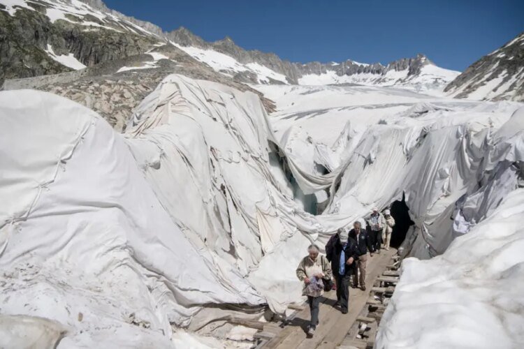 Swiss Rhône Glacier ice cave ordered closed