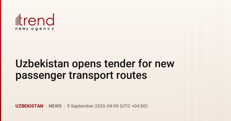 Uzbekistan opens tender for new passenger transport routes
