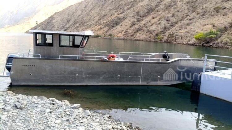 Residents of the village of Kyzyl-Beyit, cut off from the world by water and not accessible by road, have had their boat updated
