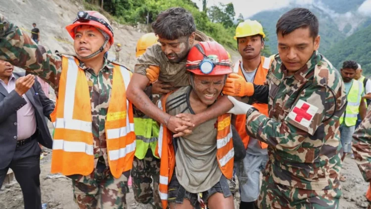 2 trapped workers rescued from tunnel 9 days after Nepal floods