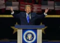 Bribes and lies: Trump makes desperate pitch at a half-full stadium