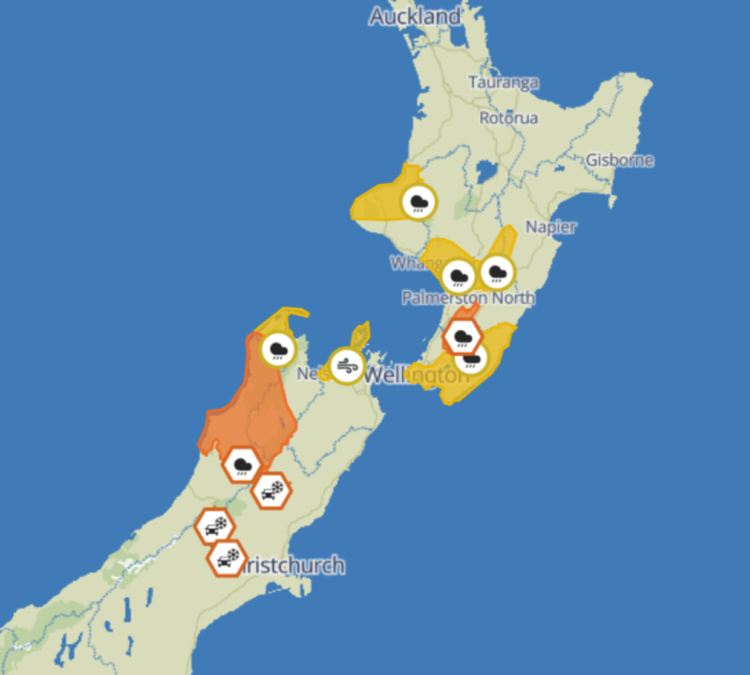 Up to 120mm of rain forecast as weather system sweeps NZ, fresh warnings issued