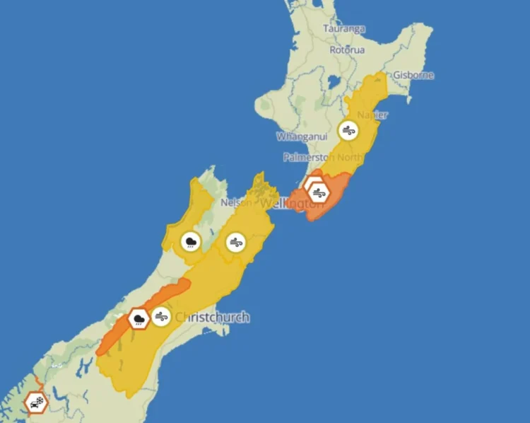 120kmh gusts forecast as heavy rain hits central NZ