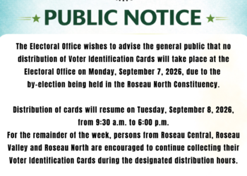 ANNOUNCEMENT: No distribution of voter ID cards on Monday 7th September at Electoral Office