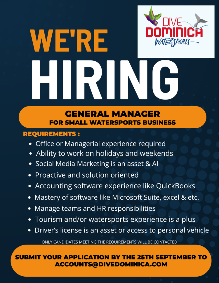 VACANCY ANNOUNCEMENT: General Manager for small watersports business