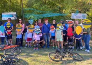 European Sports Week, children on bicycles at the Laiala Park in Serravalle