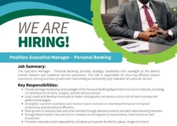 VACANCY ANNOUNCEMENT:  Executive Manager – Personal Banking