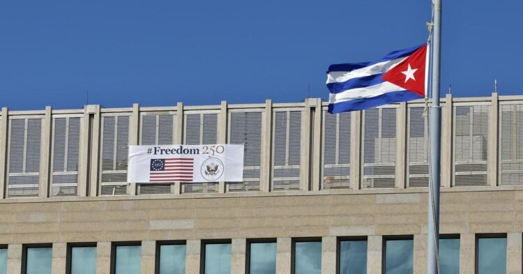 Havana: The word “freedom” on the facade of the US Embassy