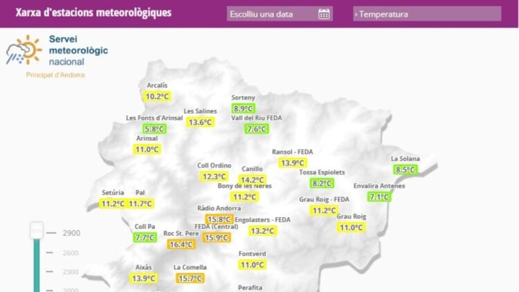 Rainy weekend and highs of 22 degrees in Andorra