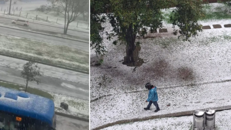 Videos and images of the heavy rains in western Bogotá: warning for hail this Monday, October 5; roads were covered in white