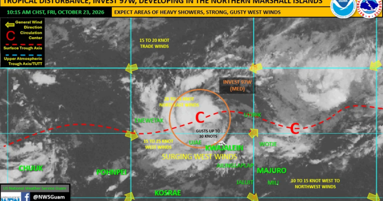 NWS: Invest 97W developing over the Northern Marshall Islands, could make its way to the Marianas | News