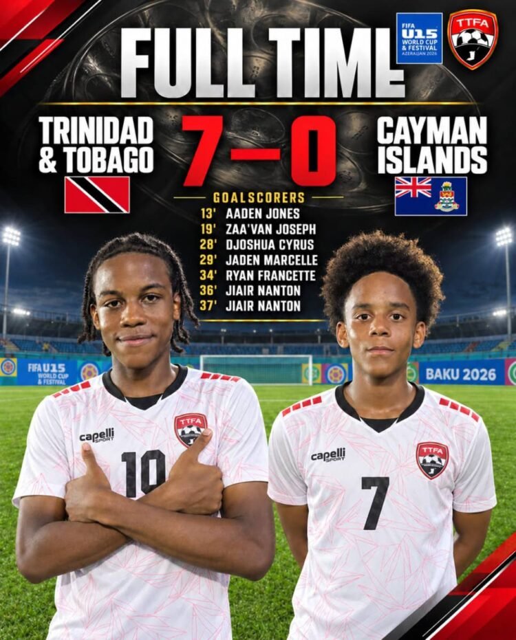 T&T Under 15s footballers hammer Caymans 7-0 after 2-1 loss to Iraq