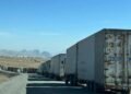 A multi-kilometer line of trucks at the Irkeshtam checkpoint. Video