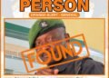 FOUND – Missing person Orange Alert – Solomon John Paul