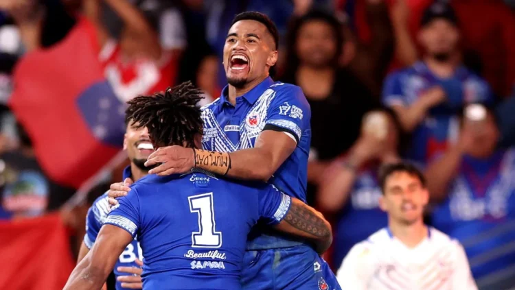 Samoa winger scores four tries to spark huge win over France in World Cup opener