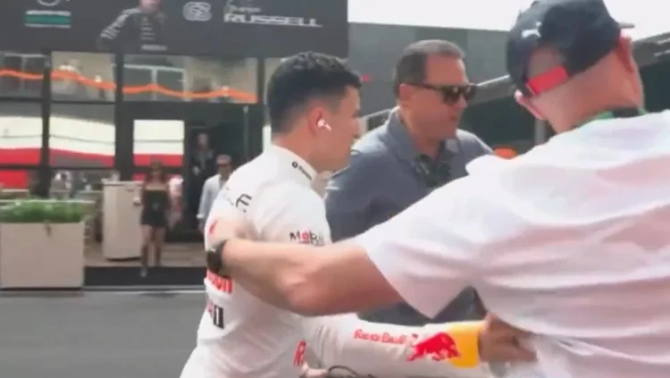 Watch: Red Bull driver issued formal warning for pushing fan seeking a selfie