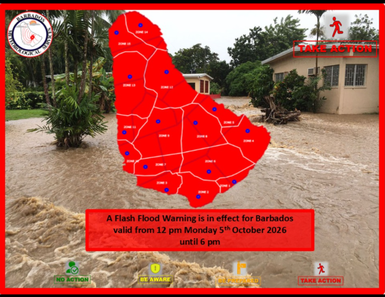 Flash-flood Warning in effect for Barbados