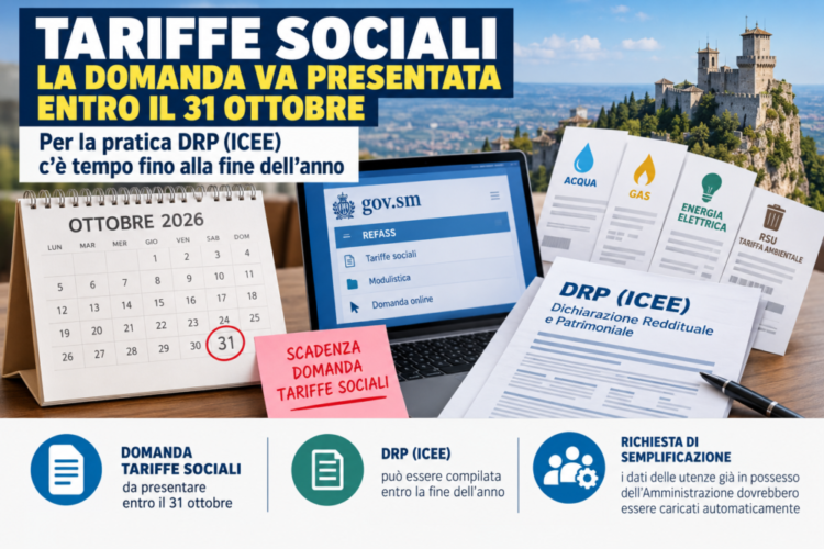 Social tariffs in San Marino, applications by October 31st: more time for the ICEE