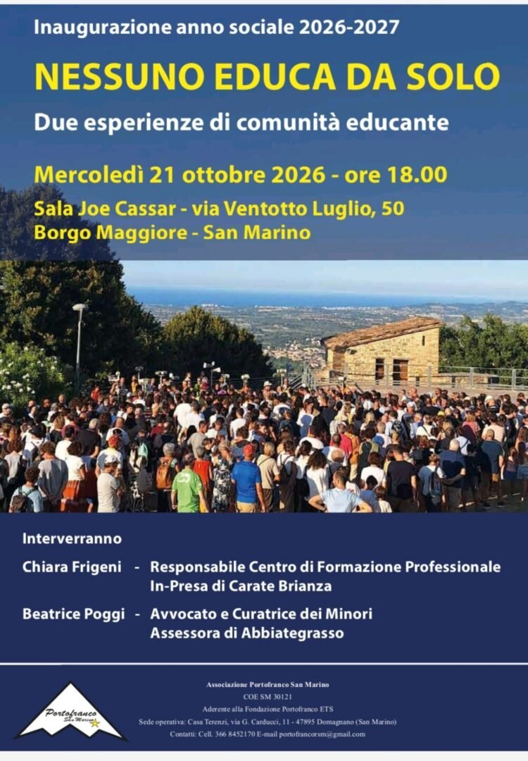 Portofranco San Marino inaugurates the social year with a meeting on the educational community