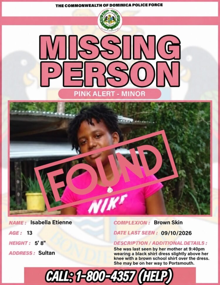 Missing Person – Pink Alert: Isabella Etienne Found