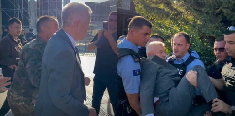 The protestors physically return the LVV MP who tried to leave the Assembly inside the enclosures