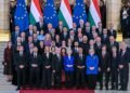 The 70th anniversary of the Hungarian Revolution, President Shiroka-Pula in the front row with EU leaders Costa and Von Der Leyen
