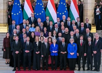 The 70th anniversary of the Hungarian Revolution, President Shiroka-Pula in the front row with EU leaders Costa and Von Der Leyen