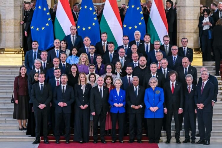 The 70th anniversary of the Hungarian Revolution, President Shiroka-Pula in the front row with EU leaders Costa and Von Der Leyen
