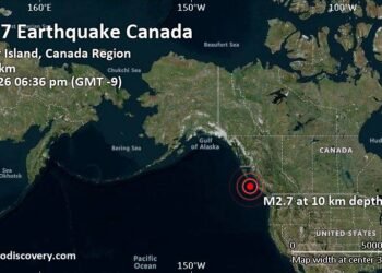 Weak Mag. 2.7 Earthquake – North Pacific Ocean, 236 km Southwest of Bella Bella, Central Coast Regional District, British Columbia, Canada, on Wednesday, Oct 28, 2026, at 06:36 pm (GMT -9)