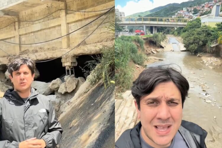 They denounce the risk of collapse of the highway due to fractures and undermining in the channeling walls of the Guaire and Macarao rivers